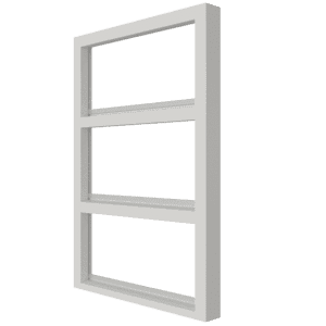 Vast glas | 3 vakken verticaal | hout