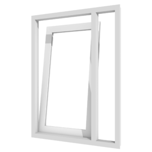 Draai-kiepdeur (links) en vast glas | 2 vakken | kunststof