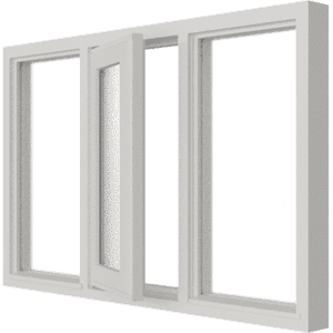 Draairaam (midden) en 2 vast glas | 3 vakken | hout