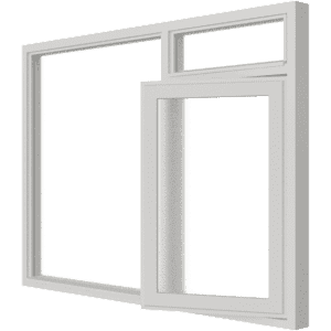 Draairaam met bovenlicht (rechts) en vast glas | 3 vakken | hout