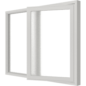 Draairaam (rechts) en vast glas | 2 vakken | hout