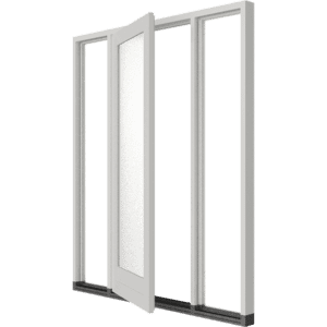 Stapeldorpeldeur met 2 zijlichten – buitendraaiend | hout