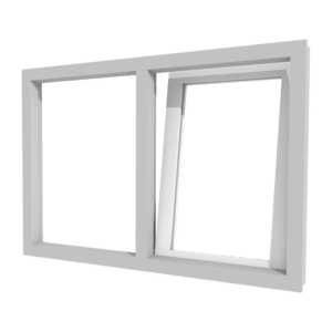 Draai-kiepraam (rechts) en vast glas | 2 vakken | kunststof