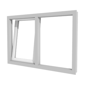 Draai-kiepraam (links) en vast glas | 2 vakken | kunststof